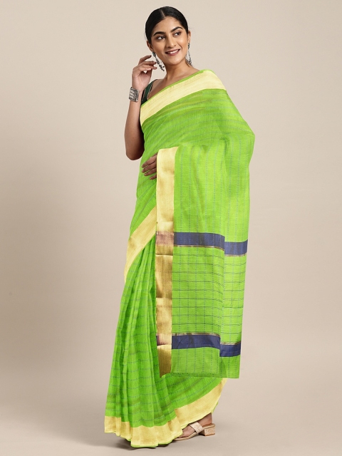 

The Chennai Silks Green & Blue Silk Cotton Striped Saree