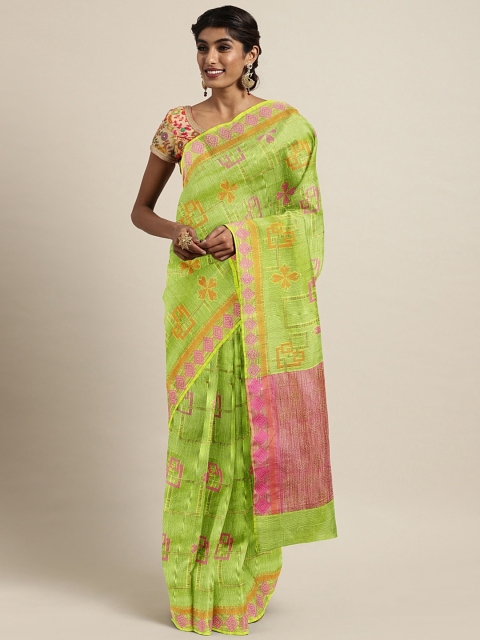 

The Chennai Silks Green Supernet Woven Design Kota Saree