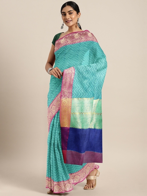 

The Chennai Silks Sea Green & Pink Organza Woven Design Banarasi Saree