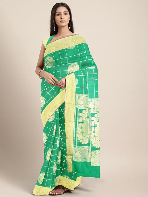

The Chennai Silks Classicate Green & Yellow Silk Cotton Woven Design Saree