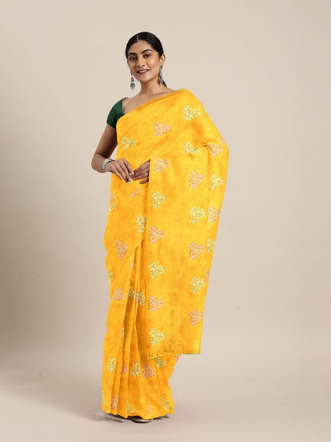 

The Chennai Silks Orange & Pink Viscose Rayon Embroidered Banarasi Saree