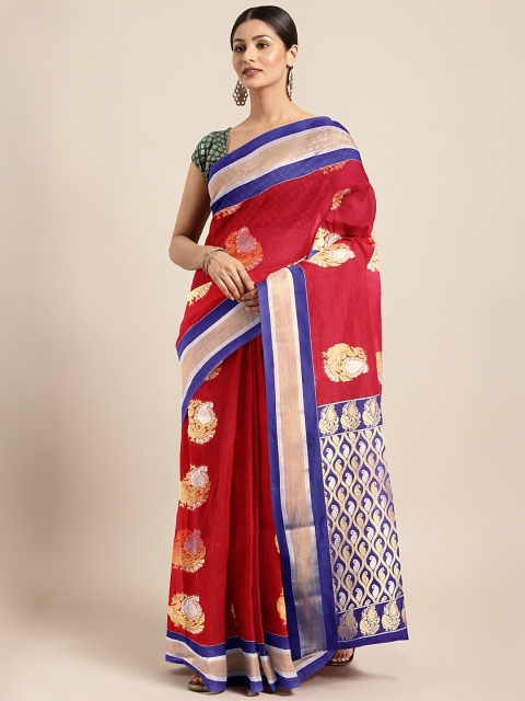 

The Chennai Silks Classicate Red & Golden Silk Cotton Woven Design Saree