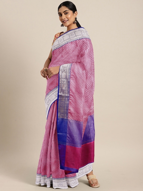 

The Chennai Silks Pink & Black Organza Woven Design Banarasi Saree