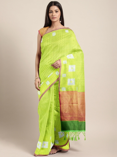 

The Chennai Silks Lime Green Organza Woven Design Banarasi Saree