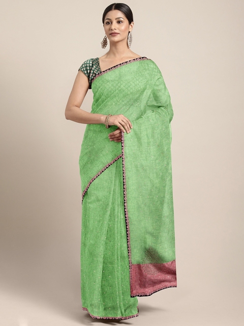 

The Chennai Silks Classicate Green Embellished Viscose Rayon Saree
