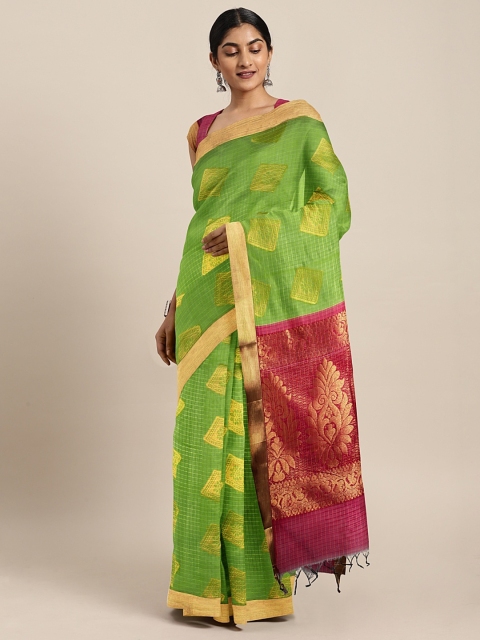 

The Chennai Silks Classicate Green & Maroon Silk Cotton Woven Design Saree