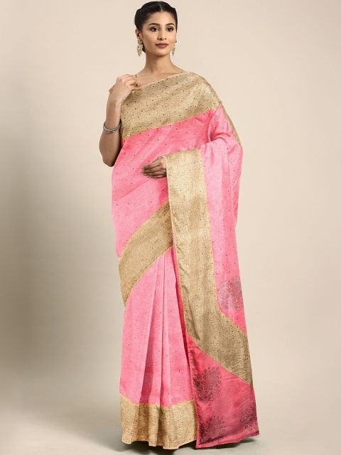 

The Chennai Silks Classicate Pink Embellished Viscose Rayon Saree