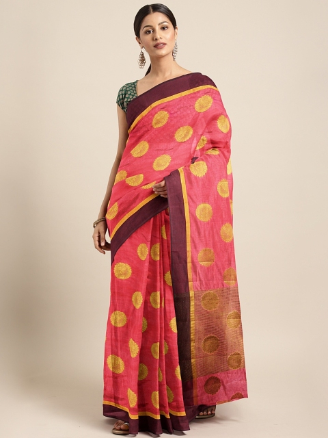 

The Chennai Silks Classicate Pink & Gold-Toned Viscose Rayon Woven Design Saree