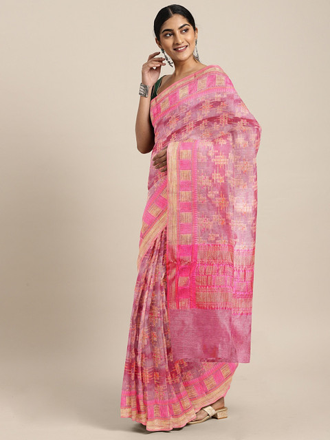 

The Chennai Silks Classicate Pink Supernet Woven Design Kota Saree