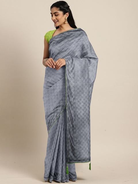 

The Chennai Silks Grey Woven Design Poly Crepe Saree