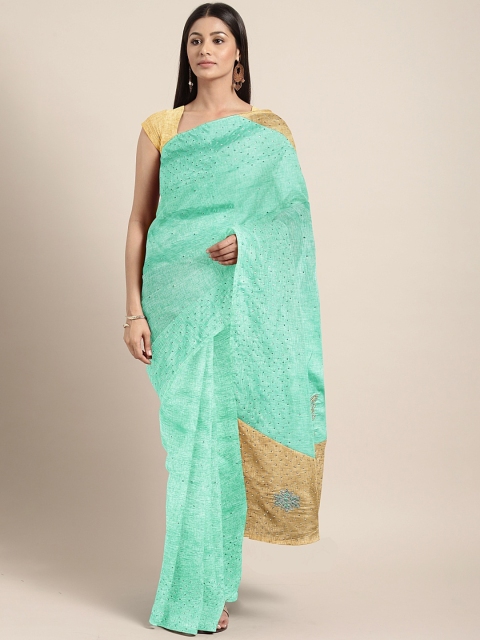 

The Chennai Silks Sea Green Embellished Viscose Rayon Saree