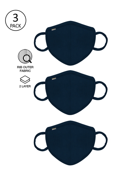 

Bewakoof Men 3 Pcs Navy Blue 2 Ply Reusable Anti Pollution Protective Cloth Masks