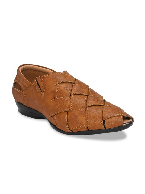 

El Paso Men Tan Brown Shoe-Style Sandals
