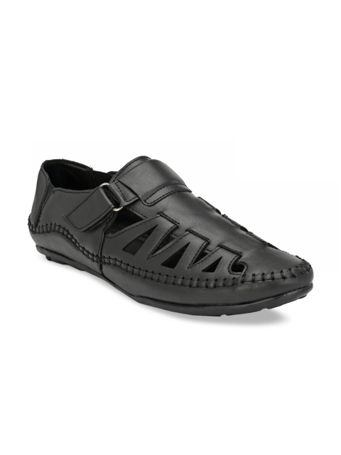 

El Paso Men Black Leather Shoe-Style Sandals