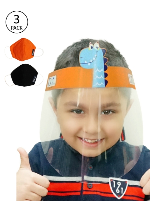 

DChica Kids Set of Assorted Cool Dino Transparent Face Shield & Two 2-Ply Masks
