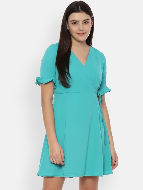 

Allen Solly Woman Turquoise Blue Solid Wrap Dress