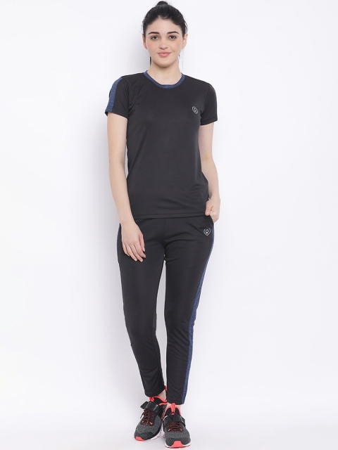 

Chkokko Women Black And Blue Solid Tracksuit