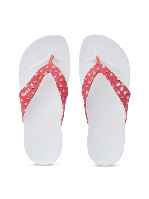 

Crocs Kadee Women Pink and White Printed Thong Flip-Flops