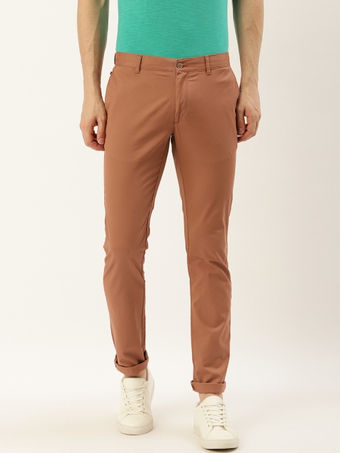 

Blackberrys Men Rust Brown Slim Fit Solid Regular Trousers