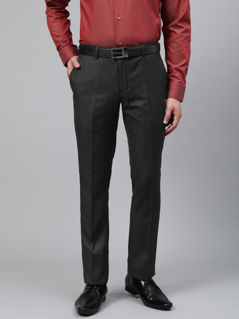 

Blackberrys Men Black B-95 Skinny Fit Self Design Formal Trousers