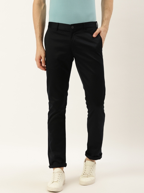 

Blackberrys Men Navy Blue Skinny Fit Solid Regular Trousers