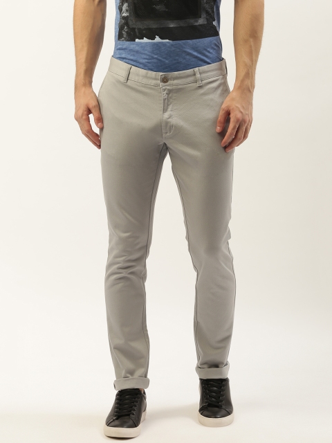 

Blackberrys Men Grey Slim Fit Solid Regular Trousers