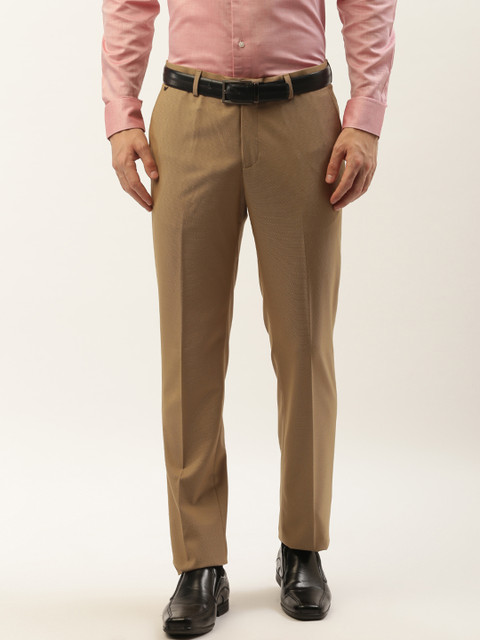 

Blackberrys Men Beige Regular Fit Solid Regular Trousers