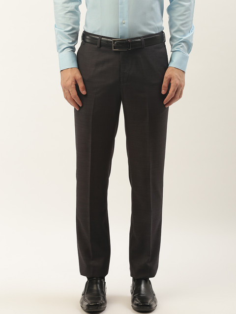 

Blackberrys Men Charcoal Grey Regular Fit Solid Formal Trousers