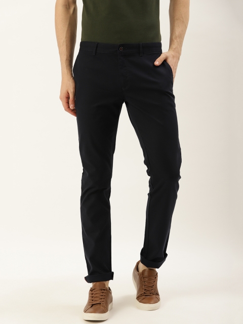

Blackberrys Men Navy Blue Sharp Regular Fit Solid Regular Trousers