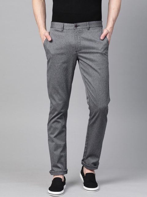 

Blackberrys Men Grey Regular Fit Self Design Regular Trousers