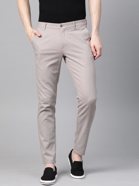 

Blackberrys Men Beige Regular Fit Self Design Trousers