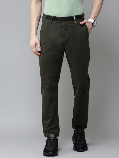 

Blackberrys Men Olive Green Slim Fit Solid Joggers
