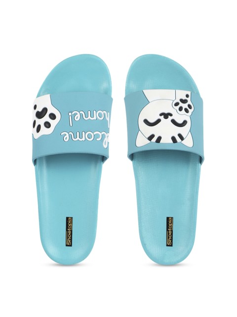 

Shoetopia Girls Blue And White Printed Sliders