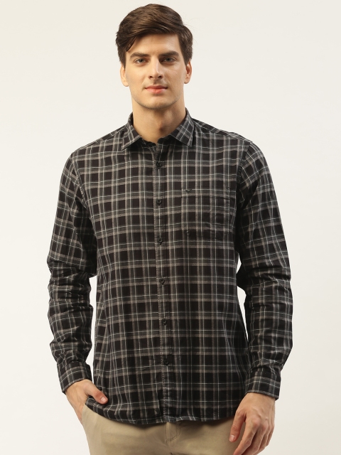 

Blackberrys Men Black & Charcoal Grey Slim Fit Checked Casual Shirt