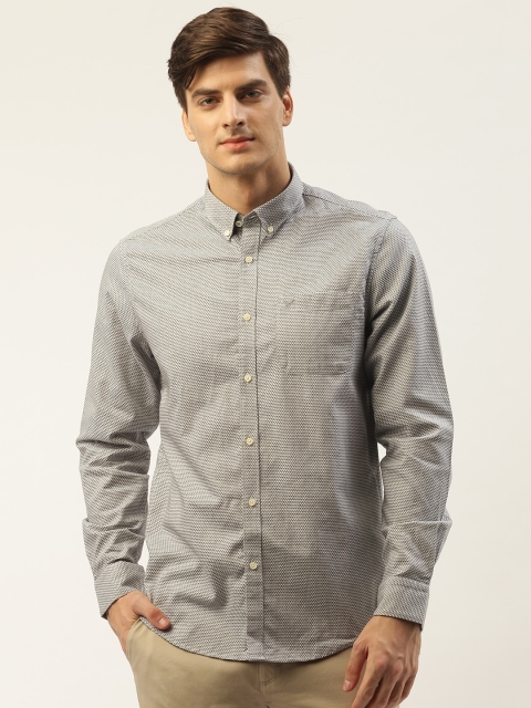 

Blackberrys Men Off-White & Charcoal Grey Slim Fit Printed Casual Shirt