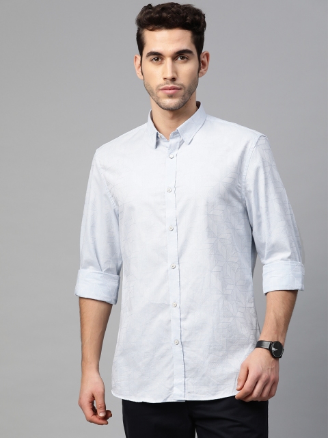 

Blackberrys Men Blue Slim Fit Self Design Casual Shirt
