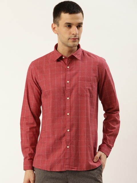 

Blackberrys Men Red & White Slim Fit Checked Casual Shirt