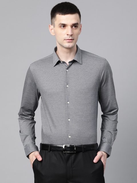 

Blackberrys Men Grey & Black Slim Fit Self Design Formal Shirt
