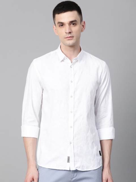 

Blackberrys Men White Slim Fit Self Design Casual Shirt