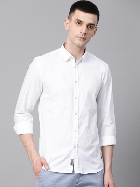 

Blackberrys Men White Slim Fit Self Design Casual Shirt