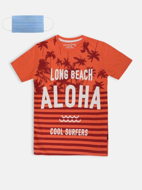 

Lil Tomatoes Boys Orange Printed Round Neck T-shirt