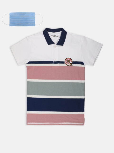 

Lil Tomatoes Boys Peach-Coloured Colourblocked Polo Collar T-shirt