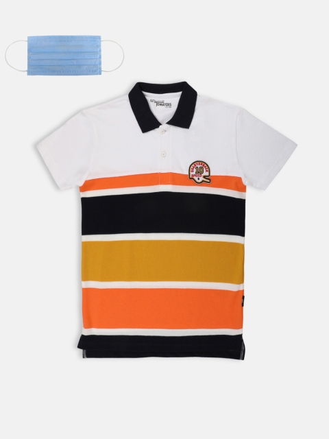 

Lil Tomatoes Boys Orange White Striped Polo Collar T-shirt