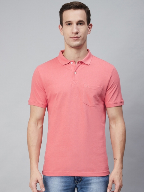 

Blackberrys Men Peach-Coloured Solid Polo Collar T-shirt