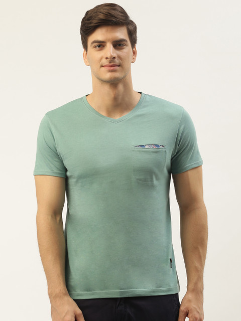 

Blackberrys Men Green Solid Round Neck T-shirt