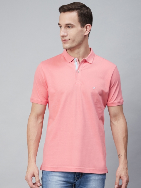 

Blackberrys Men Coral Pink Solid Polo Collar T-shirt