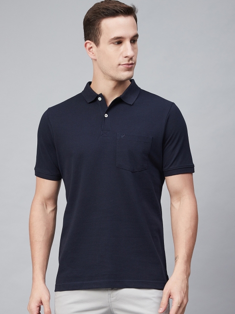 

Blackberrys Men Navy Blue Solid Polo Collar T-shirt