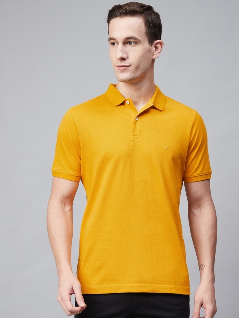 

Blackberrys Men Mustard Yellow Solid Polo Collar T-shirt