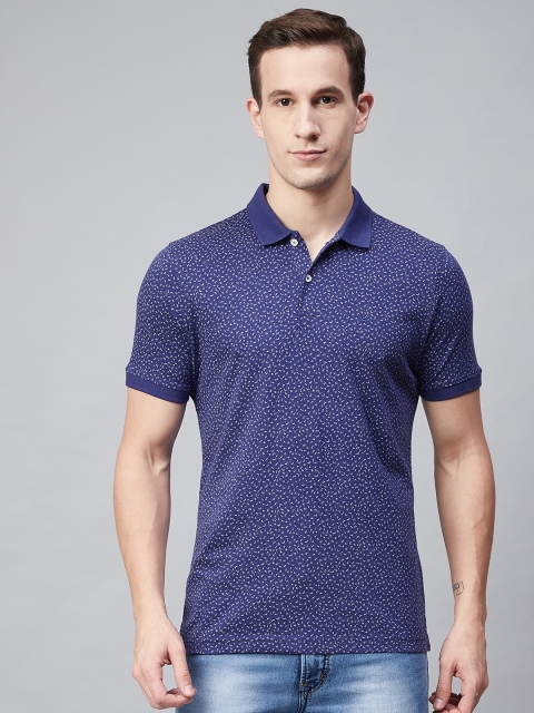 

Blackberrys Men Navy Blue & White Printed Polo Collar T-shirt