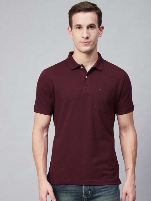 

Blackberrys Men Maroon Solid Polo Collar T-shirt